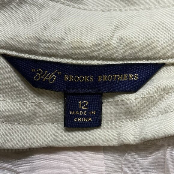 BROOKS BROTHERS Women 346 Trench Coat Size 12 Cream Long Line Button Belted - Picture 10 of 16